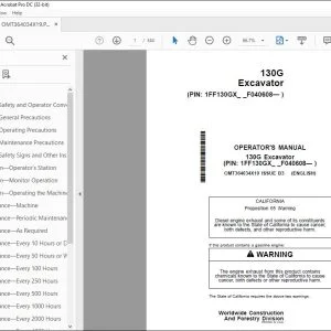 John Deere 130G Excavator Operator's Manual OMT364034X19 PDF