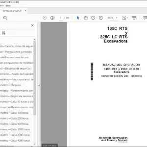 John Deere 135C RTS y 225C LC RTS Excavadora MANUAL DEL OPERADOR PDF
