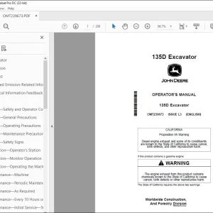 John Deere 135D Excavator Operator's Manual OMT239673 - PDF DOWNLOAD
