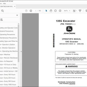 John Deere 135G Excavator Operator's Manual OMT382334X19 - PDF DOWNLOAD