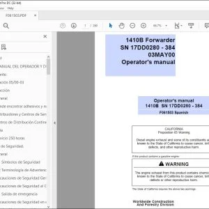John Deere 1410B Forwarder Operator's Manual F061503 - PDF DOWNLOAD
