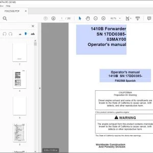 John Deere 1410B Forwarder Operator's Manual F062568 - PDF DOWNLOAD