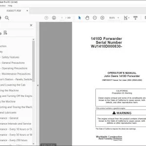 John Deere 1410D Forwarder Operator's Manual - PDF DOWNLOAD