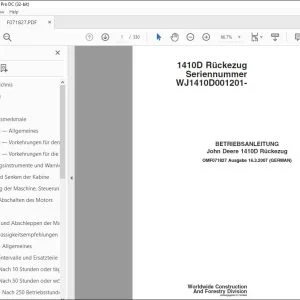 John Deere 1410D Rückezug BETRIEBSANLEITUNG OMF071827 - PDF DOWNLOAD