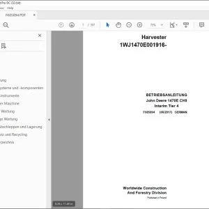 John Deere 1470E CH9 Interim Tier 4 BETRIEBSANLEITUNG F685894 PDF
