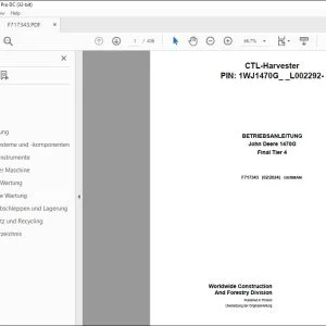 John Deere 1470G Final Tier 4 BETRIEBSANLEITUNG F717343 PDF