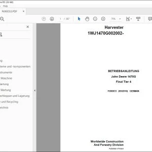 John Deere 1470G Final Tier 4 BETRIEBSANLEITUNG F690033 PDF