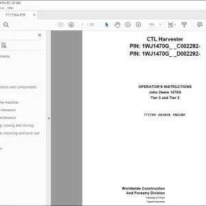 John Deere 1470G Tier 3 & Tier 2 Operator's Manual F717364 PDF