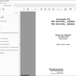 John Deere 1470G Tier 3 y Tier 2 Cosechador MANUAL DEL OPERADOR PDF