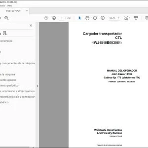 John Deere 1510E Cabina fija  T3 (plataforma IT4) MANUAL DEL OPERADOR - PDF