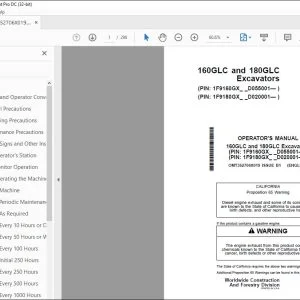 John Deere 160GLC & 180GLC Excavators Operator's Manual - PDF DOWNLOAD
