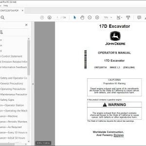 John Deere 17D Excavator Operator's Manual OMT228734 - PDF DOWNLOAD