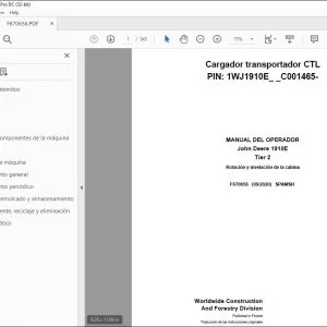 John Deere 1910E Tier 2 Cargador transportador MANUAL DEL OPERADOR PDF
