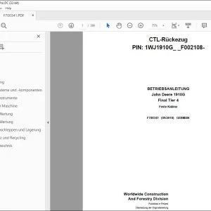 John Deere 1910G Final Tier 4 BETRIEBSANLEITUNG F700341 PDF