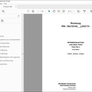 John Deere 1910G Final Tier 4 Rückezug BETRIEBSANLEITUNG F709027 PDF