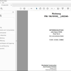 John Deere 1910G Final Tier 4 Rückezug BETRIEBSANLEITUNG F722463 PDF