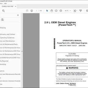 John Deere 2.9 L OEM Diesel Engines Operator's Manual PDF