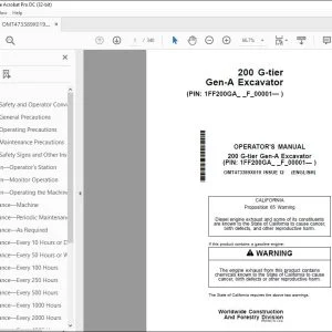John Deere 200 G-tier Gen-A Excavator Operator's Manual - PDF DOWNLOAD