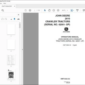 John Deere 2010 CRAWLER TRACTORS OPERATORS MANUAL OMT19364 PDF