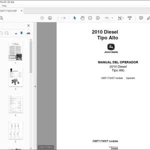 John Deere 2010 Diesel Tipo Alto MANUAL DEL OPERADOR OMT17305 PDF