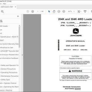 John Deere 204K & 304K Loader Operator's Manual OMT333031 - PDF DOWNLOAD