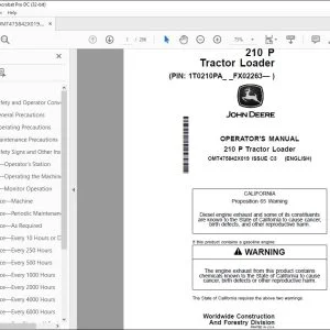 John Deere 210 P Tractor Loader Operator's Manual OMT475842X019 PDF