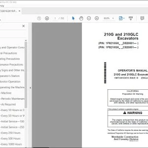 John Deere 210G & 210GLC Excavators Operator's Manual - PDF DOWNLOAD