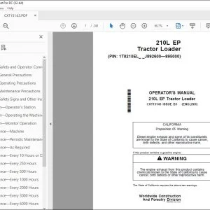 John Deere 210L EP Tractor Loader Operator's Manual CXT15143 PDF