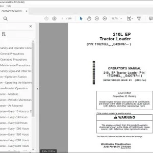 John Deere 210L EP Tractor Loader Operator's Manual OMT467849X019 PDF