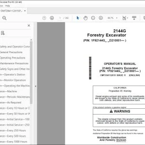 John Deere 2144G Forestry Excavator Operator's Manual - PDF DOWNLOAD