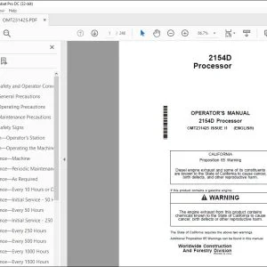 John Deere 2154D Processor Operator's Manual OMT231425 - PDF DOWNLOAD