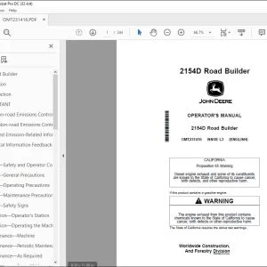 John Deere 2154D Road Builder Operator's Manual OMT231416 - PDF DOWNLOAD