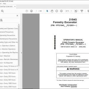 John Deere 2154G Forestry Excavator Operator's Manual OMT361329X19 PDF