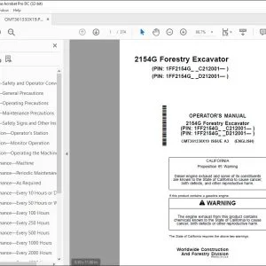 John Deere 2154G Forestry Excavator Operator's Manual OMT361330X19 PDF