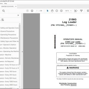 John Deere 2156G Log Loader Operator's Manual OMT361331X19 PDF