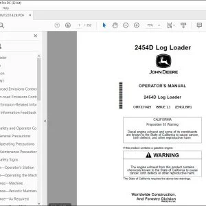 John Deere 2454D Log Loader Operator's Manual OMT231429 - PDF DOWNLOAD