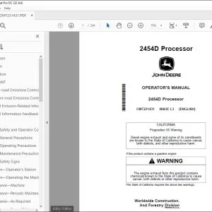 John Deere 2454D Processor Operation Manual OMT231431 PDF Download