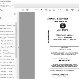 John Deere 245GLC Excavator Operator's Manual OMT382335X19 PDF