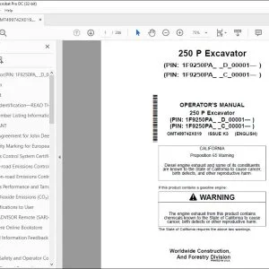 John Deere 250 P Excavator Operator's Manual OMT499742X019 PDF
