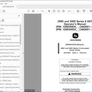 John Deere 250D & 300D Series II Dump Trucks Operator's Manual OMT284808 PDF