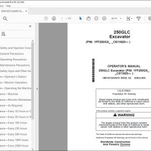 John Deere 250GLC Excavator Operator's Manual OMT457226X019 PDF