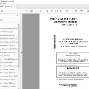 John Deere 260 P & 310 P Gen-A Dump Truck Operator's Manual PDF