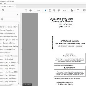 John Deere 260E & 310E Articulated Dump Truck Operator's Manual PDF