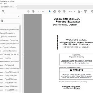 John Deere 2654G & 2654GLC Forestry Excavator Operator's Manual PDF