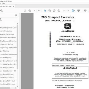 John Deere 26G Compact Excavator Operator's Manual - PDF DOWNLOAD