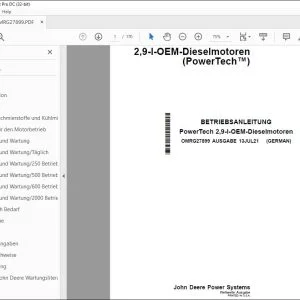 John Deere 2,9-l-OEM-Dieselmotoren BETRIEBSANLEITUNG PDF
