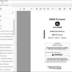 John Deere 2954D Processor Operator's Manual OMT231397 - PDF DOWNLOAD