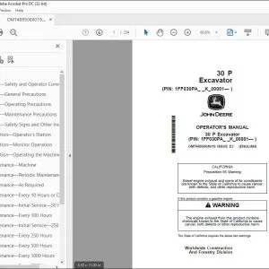 John Deere 30 P Excavator Operator's Manual - PDF DOWNLOAD
