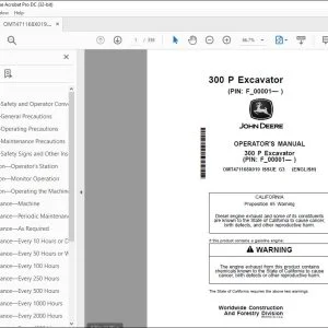 John Deere 300 P Excavator Operator's Manual OMT471168X019 - PDF DOWNLOAD