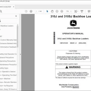 John Deere 310J & 310SJ Loaders Operator's Manual OMT210365 PDF